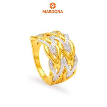 MASDORA 916 Gold Ring Rings Cincin Emas ~ HG Duotone Embroided Ripple (EMAS 916/22K)