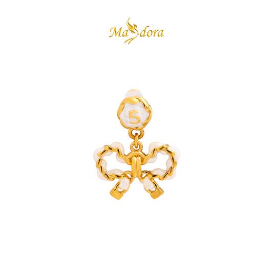 MASDORA 999 Gold Earring Earrings Emas ~ Dangling White Sugary Pretzel (EMAS 999/24K)