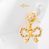 MASDORA 999 Gold Earring Earrings Emas ~ Dangling White Sugary Pretzel (EMAS 999/24K)