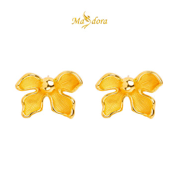 MASDORA 999 Gold Earring Earrings Emas ~ Golden Butterfly Flower (EMAS 999/24K)