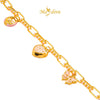 MASDORA 999 Gold Bracelet Rantai Tangan Emas ~ Galaxy Fegaro Twee Dangles Edition (EMAS 999/24K)
