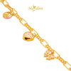 MASDORA 999 Gold Bracelet Rantai Tangan Emas ~ Galaxy Fegaro Twee Dangles Edition (EMAS 999/24K)