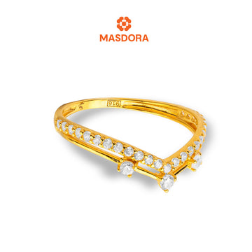 MASDORA 916 Gold Ring Rings Cincin Emas ~ Sparkling V Tiara (EMAS 916/22K)