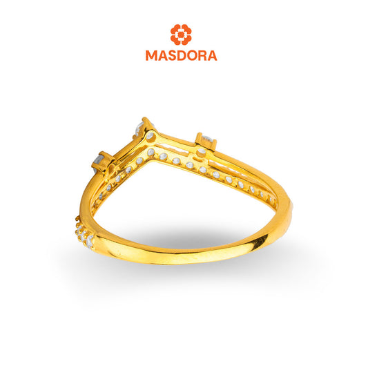 MASDORA 916 Gold Ring Rings Cincin Emas ~ Sparkling V Tiara (EMAS 916/22K)