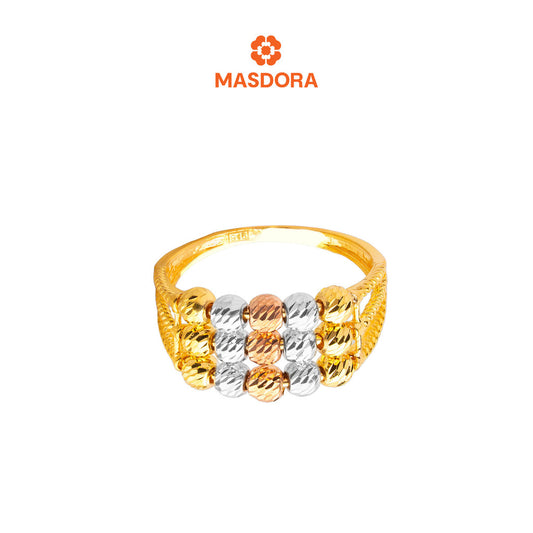 MASDORA 916 Gold Ring Rings Cincin Emas ~ Triple Tritone Perlee (EMAS 916/22K)