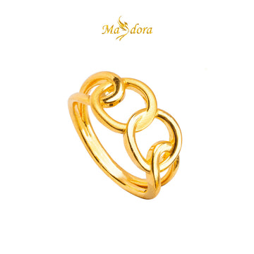 MASDORA 999 Gold Ring Rings Cincin Emas ~ Golden Matte Interlink (EMAS 999/24K)