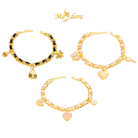 MASDORA 999 Gold Bracelet Rantai Tangan Emas ~ Galaxy Fegaro Charme (EMAS 999/24K)