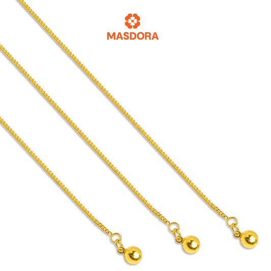 MASDORA 916 Gold Anklet Rantai Kaki Gelang Kaki Emas ~ Fox Chain Bell (EMAS 916/22K)