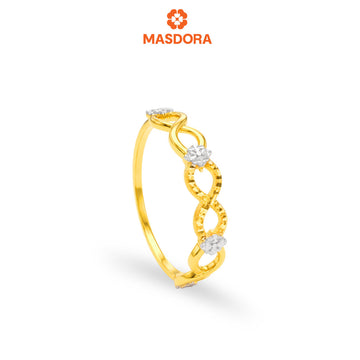 MASDORA 916 Gold Ring Cincin Emas ~Duotone Connected Ribbons (EMAS 916/22K)