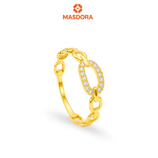 MASDORA 916 Gold Ring Rings Cincin Emas ~ Sparkling Oval Chain (EMAS 916/22K)