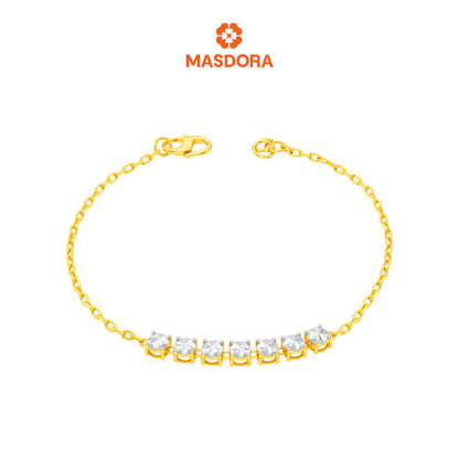 MASDORA 916 Gold Bracelet Rantai Tangan Emas ~ Duotone Centered Tennis (EMAS 916/22K)