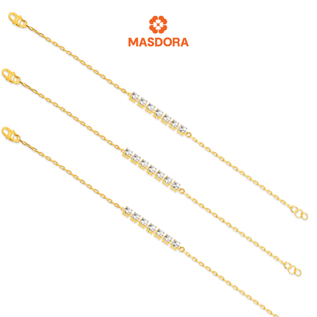 MASDORA 916 Gold Bracelet Rantai Tangan Emas ~ Duotone Centered Tennis (EMAS 916/22K)