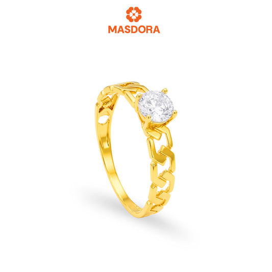 MASDORA 916 Gold Ring Cincin Emas ~ Golden Solitaire Sleek Chain (EMAS 916/22K)