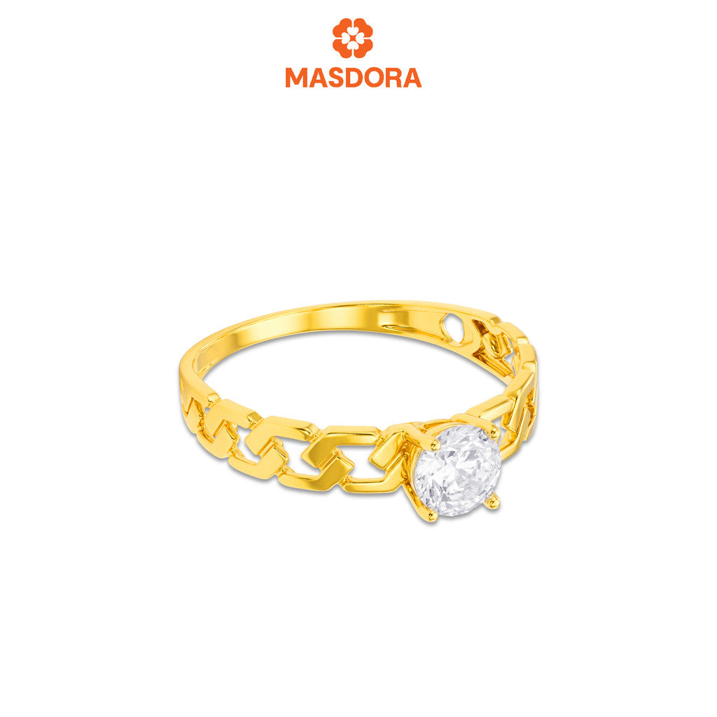 MASDORA 916 Gold Ring Cincin Emas ~ Golden Solitaire Sleek Chain (EMAS 916/22K)
