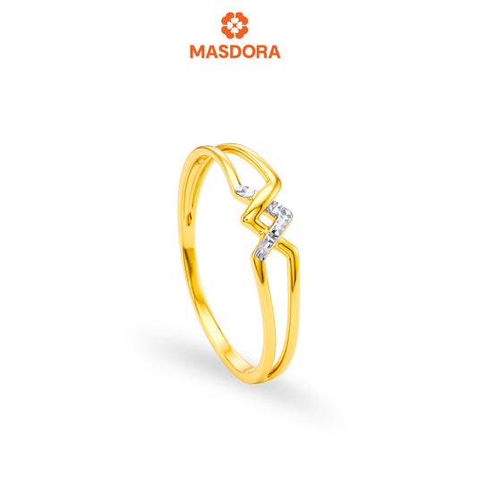 MASDORA 916 Gold Ring Rings Cincin Emas ~ Duotone Double Facile V (EMAS 916/22K)