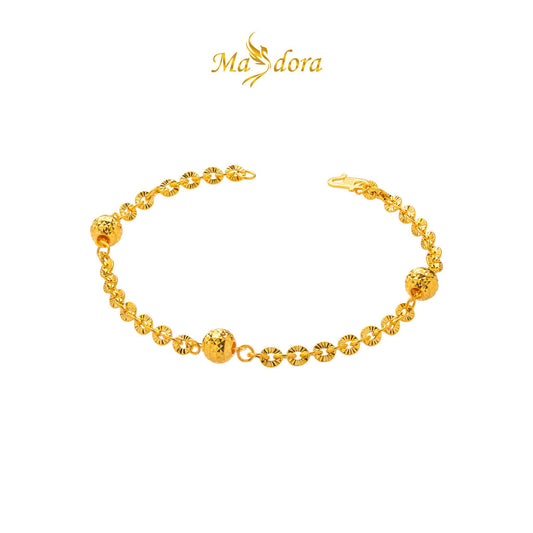 MASDORA 916 Gold Bracelet Rantai Tangan Emas ~ Shining Sauh Shiny Cutting Beads (EMAS 916/22K)