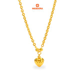 MASDORA 916 Gold Necklace Rantai Leher Emas ~ Shining Sauh Twin Beads Fluffy Love (EMAS 916/22K)