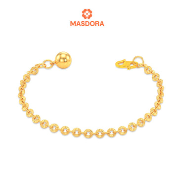 MASDORA 916 Gold Bracelet Rantai Tangan Emas ~Shining Sauh Baby Bell (EMAS 916/22K)