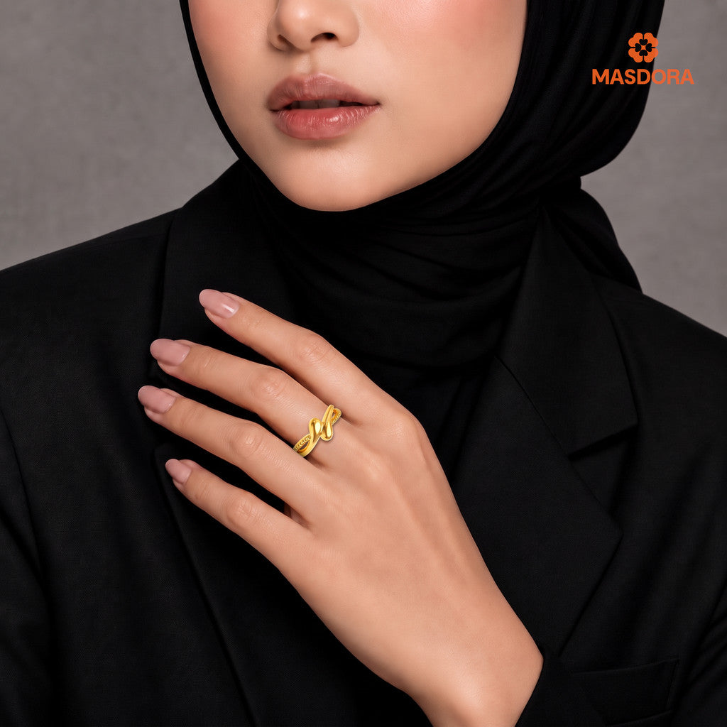 MASDORA 916 Gold Ring Rings Cincin Emas ~ HG Golden Infinity Droplets (EMAS 916/22K)
