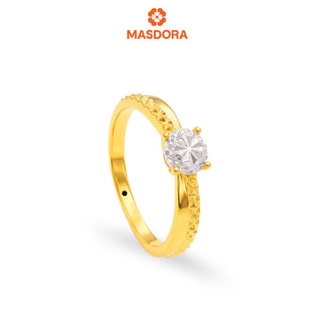 MASDORA 916 Gold Ring Rings Cincin Emas ~ HG Duotone Opulent Solitaire (EMAS 916/22K)
