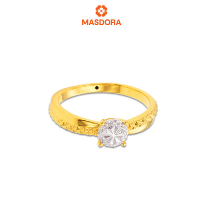 MASDORA 916 Gold Ring Rings Cincin Emas ~ HG Duotone Opulent Solitaire (EMAS 916/22K)