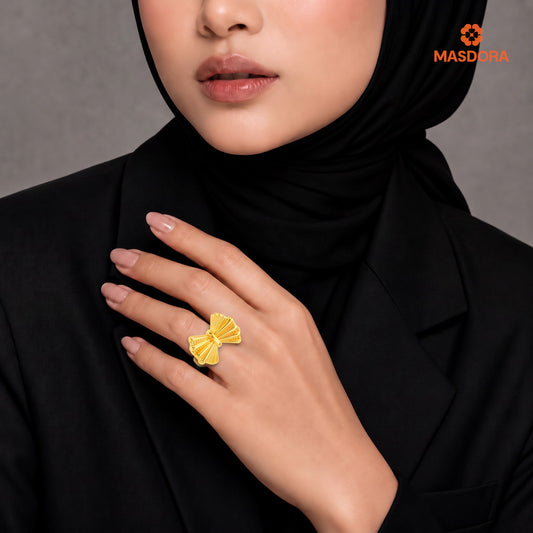 MASDORA 916 Gold Ring Rings Cincin Emas ~ HG Golden Folding Bow (EMAS 916/22K)