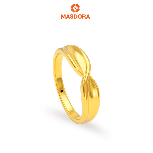 MASDORA 916 Gold Ring Rings Cincin Emas ~ HG Golden Wide Mobius (EMAS 916/22K)
