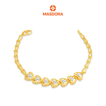 MASDORA 916 Gold Bracelet Rantai Tangan Emas ~ Duotone Hearts Bind (EMAS 916/22K)