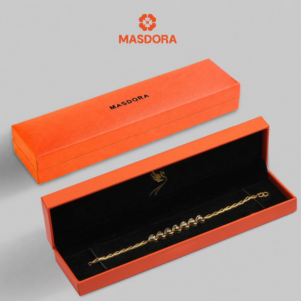 MASDORA 916 Gold Bracelet Rantai Tangan Emas ~ Duotone Hearts Bind (EMAS 916/22K)