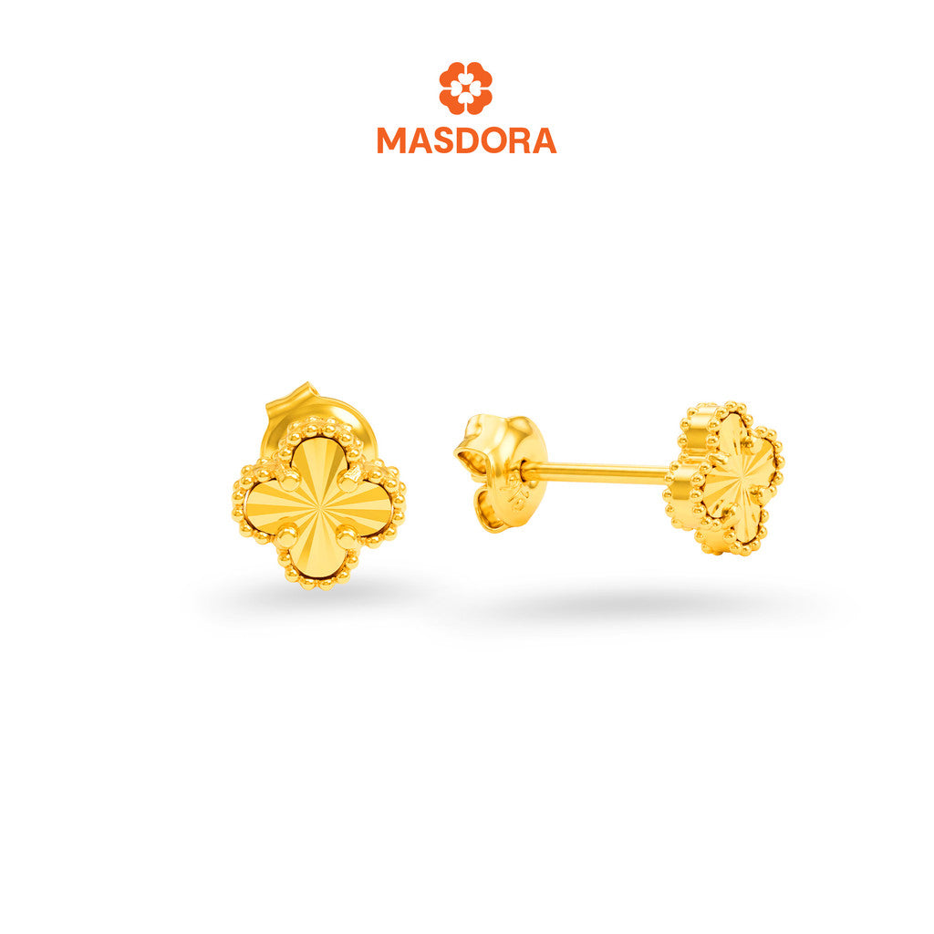 MASDORA 916 Gold Earrings Earring Subang Emas ~ Golden Solid Clover (EMAS 916/22K)
