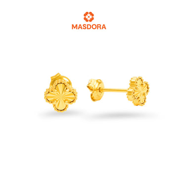 MASDORA 916 Gold Earrings Earring Subang Emas ~ Golden Solid Clover (EMAS 916/22K)