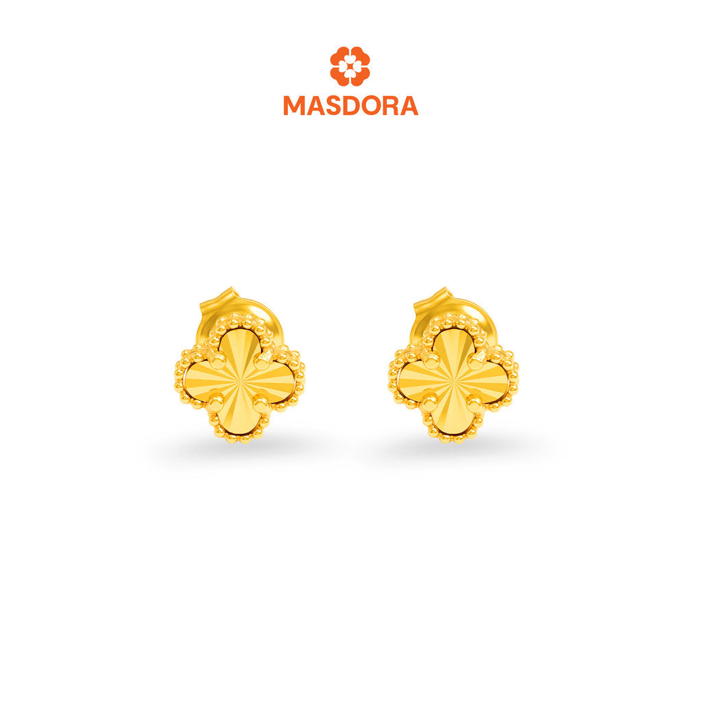 MASDORA 916 Gold Earrings Earring Subang Emas ~ Golden Solid Clover (EMAS 916/22K)