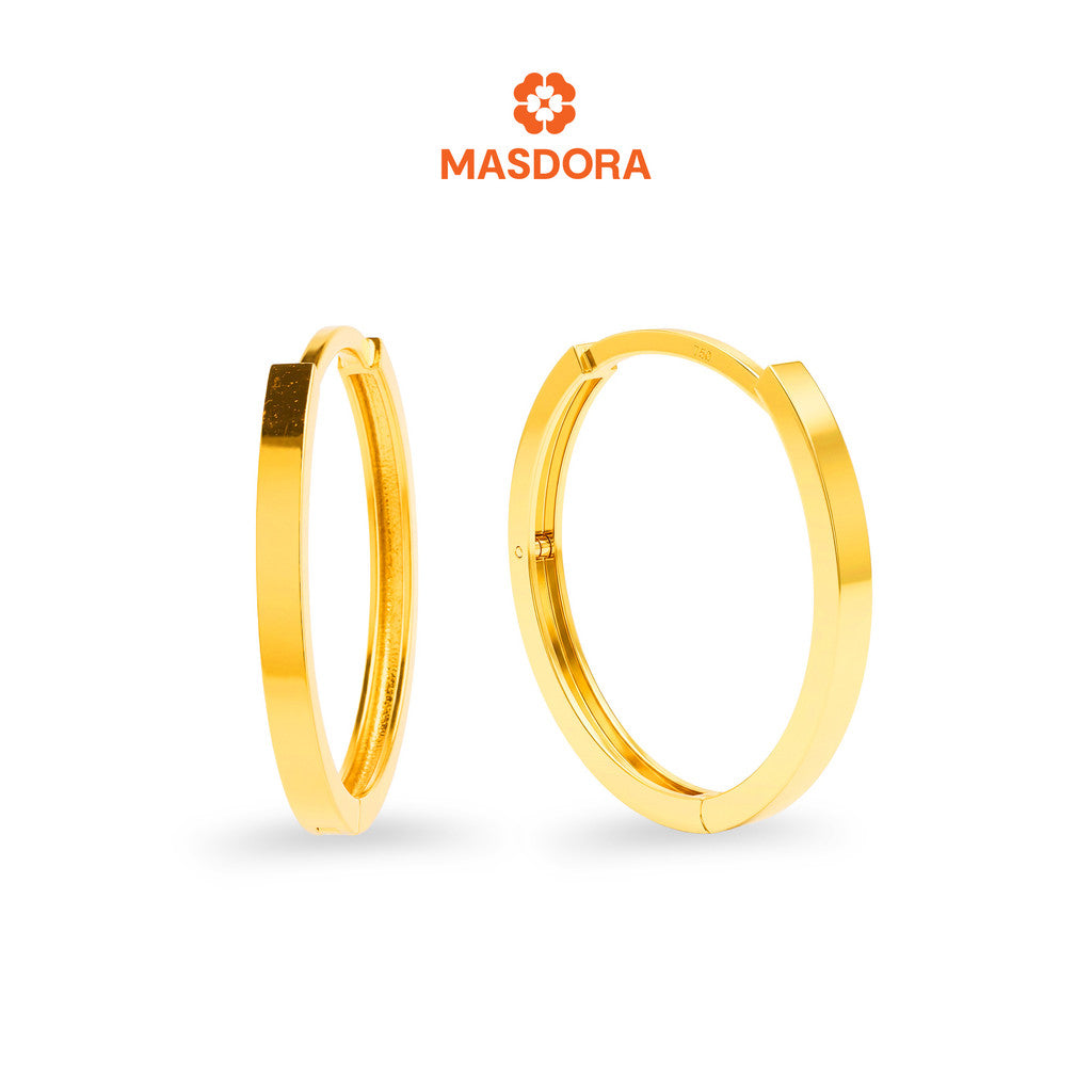 MASDORA 916 Gold Earings Earing Subang Emas - Golden Basic Plain (EMAS 916/22K)