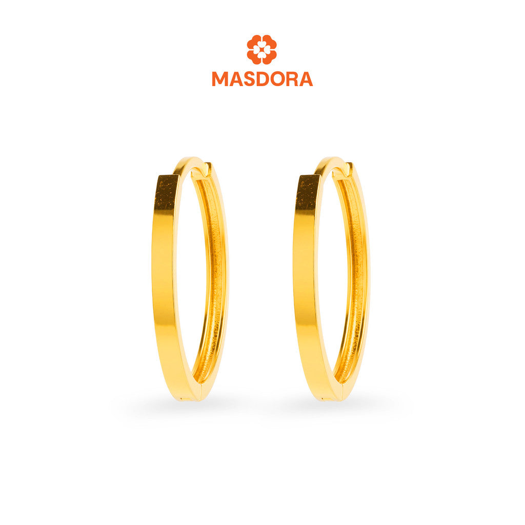 MASDORA 916 Gold Earings Earing Subang Emas - Golden Basic Plain (EMAS 916/22K)