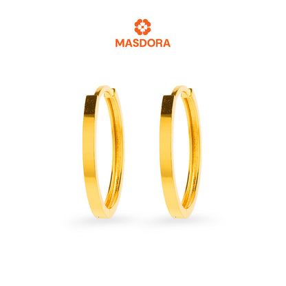 MASDORA 916 Gold Earings Earing Subang Emas - Golden Basic Plain (EMAS 916/22K)