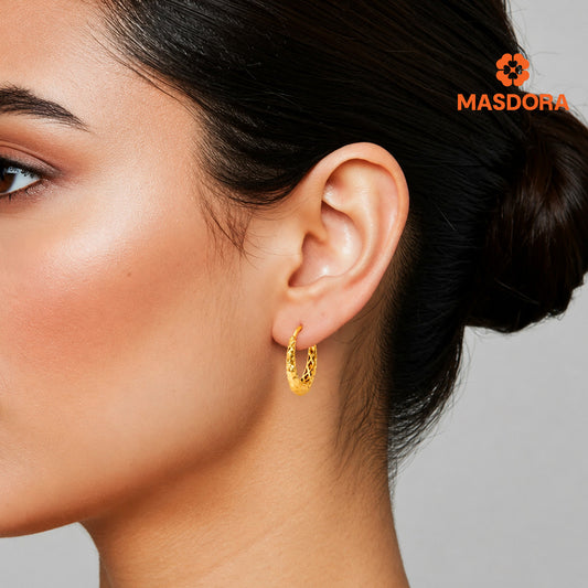 MASDORA 916 Gold Earings Earing Subang Emas - Oval Premium Cutting (EMAS 916/22K)