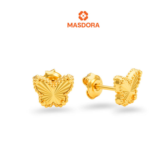 MASDORA 916 Gold Earings Earing Subang Emas - Golden Solid Butterfly (EMAS 916/22K)