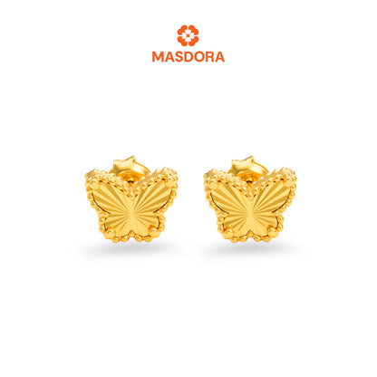 MASDORA 916 Gold Earings Earing Subang Emas - Golden Solid Butterfly (EMAS 916/22K)