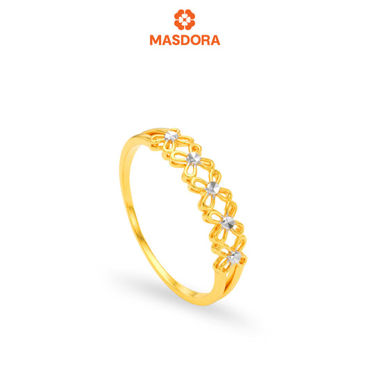 MASDORA 916 Gold Ring Rings Cincin Emas ~ Duotone Half Tiny Flowers (EMAS 916/22K)