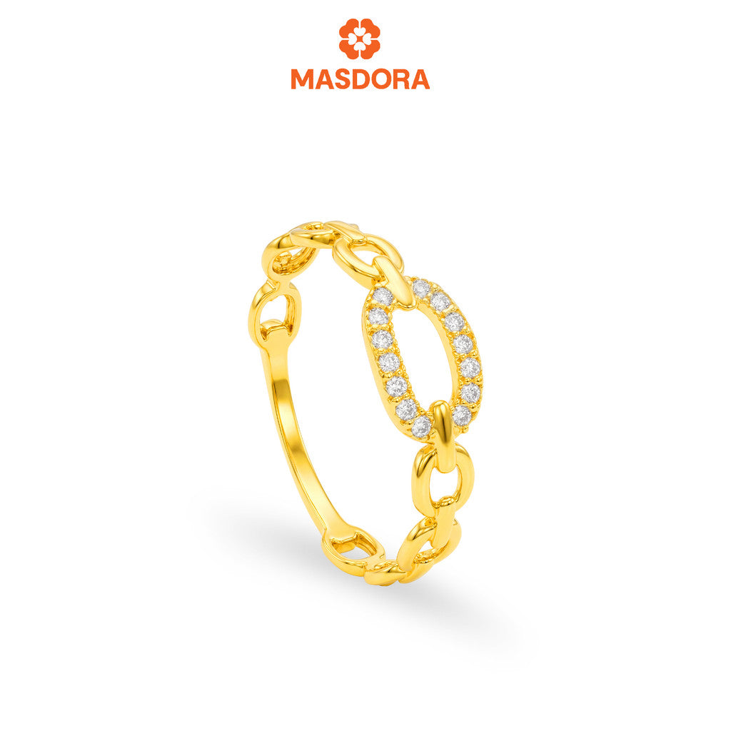 MASDORA 916 Gold Ring Rings Cincin Emas ~ Sparkling Oval Chain (EMAS 916/22K)