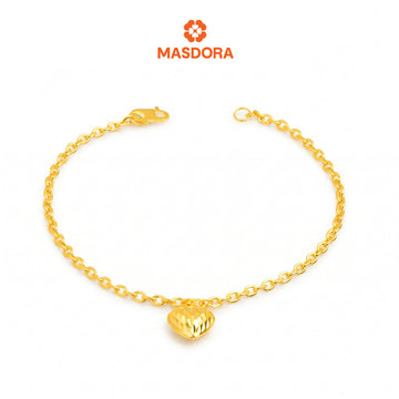 MASDORA 916 Gold Bracelet Rantai Tangan Emas ~ Sauh Hollow Fluffy Love (EMAS 916/22K)