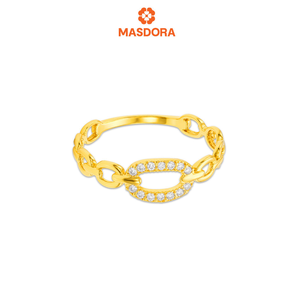 MASDORA 916 Gold Ring Rings Cincin Emas ~ Sparkling Oval Chain (EMAS 916/22K)
