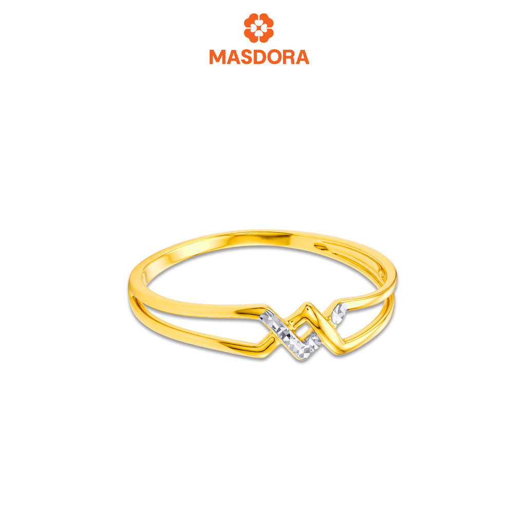 MASDORA 916 Gold Ring Rings Cincin Emas ~ Duotone Double Facile V (EMAS 916/22K)