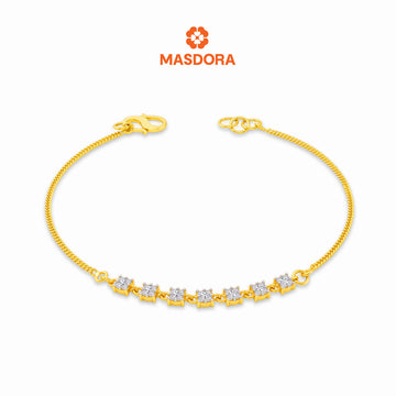MASDORA 916 Gold Bracelet Rantai Tangan Emas ~ Duotone Tennis Curb Chain (EMAS 916/22K)