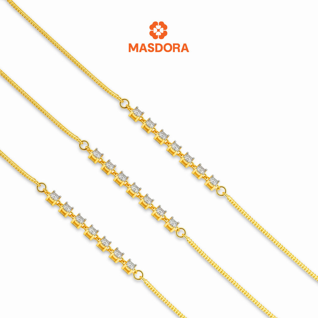 MASDORA 916 Gold Bracelet Rantai Tangan Emas ~ Duotone Tennis Curb Chain (EMAS 916/22K)
