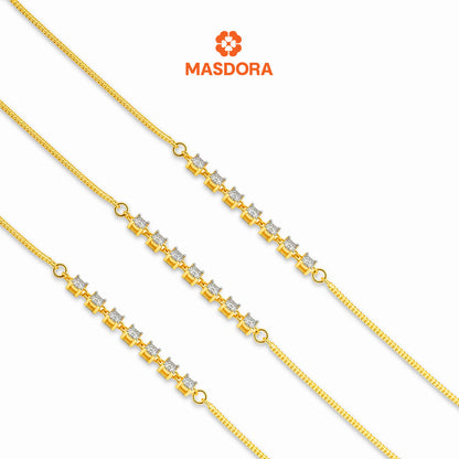 MASDORA 916 Gold Bracelet Rantai Tangan Emas ~ Duotone Tennis Curb Chain (EMAS 916/22K)