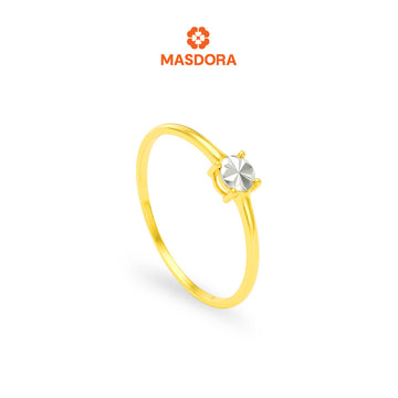 MASDORA 916 Gold Ring Cincin Emas ~ Duotone Minimalist Solitaire (EMAS 916/22K)