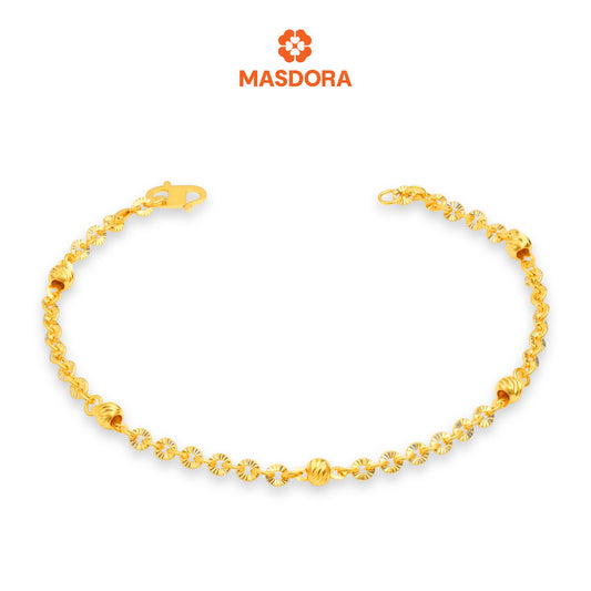 MASDORA 916 Gold Bracelet Rantai Tangan Emas ~ Shining Sauh Mini Dots (5B) (EMAS 916/22K)