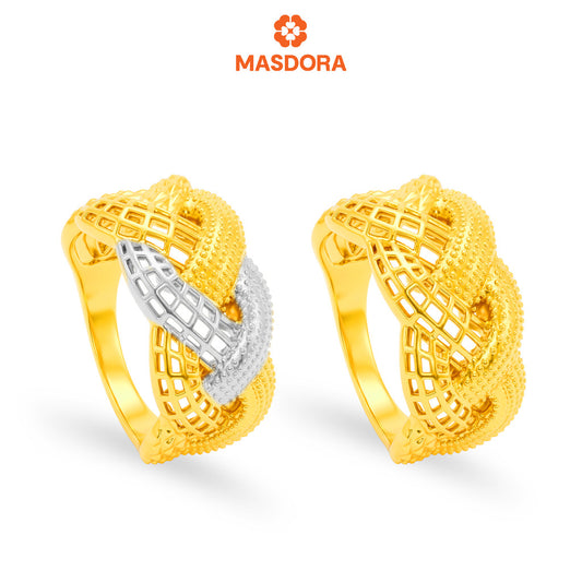 MASDORA 916 Gold Ring Rings Cincin Emas ~ HG Braided Half Paved. (EMAS 916/22K)