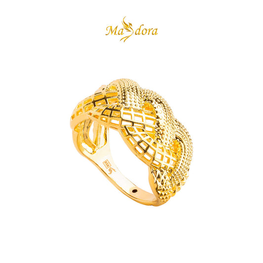 MASDORA 916 Gold Ring Rings Cincin Emas ~ HG Braided Half Paved. (EMAS 916/22K)